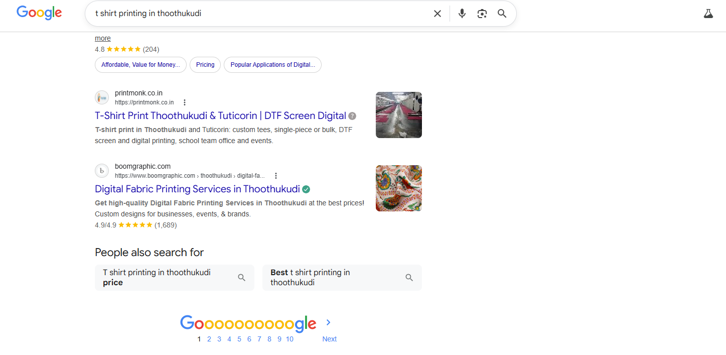 SEO & AEO for Print Monk - Google First Page in 45 Days—web design project in Thoothukudi